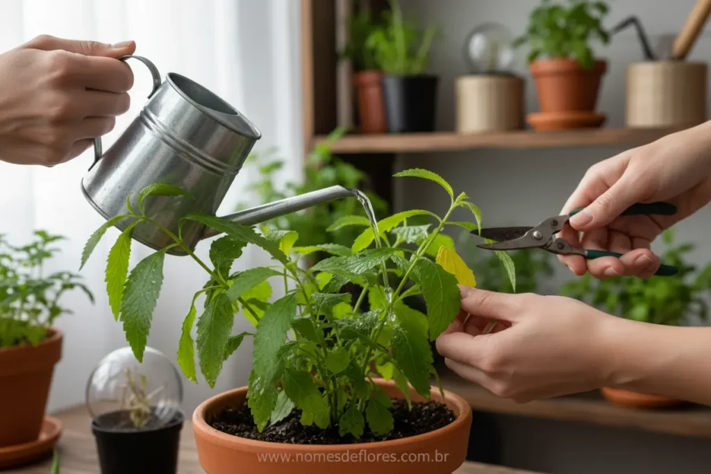 Cuidados de cultivo para manter a Citronela saudável.