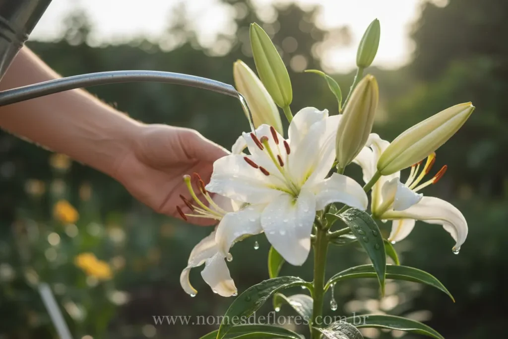 Cuidados essenciais de lírios com rega e poda