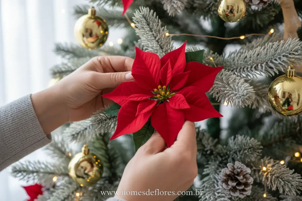 Técnicas seguras para fixar flores em árvores de Natal