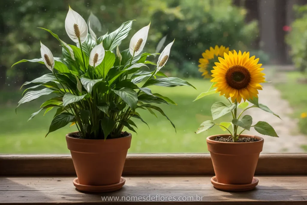 Lírio da Paz e Girassol simbolizando luz e harmonia de Ano Novo