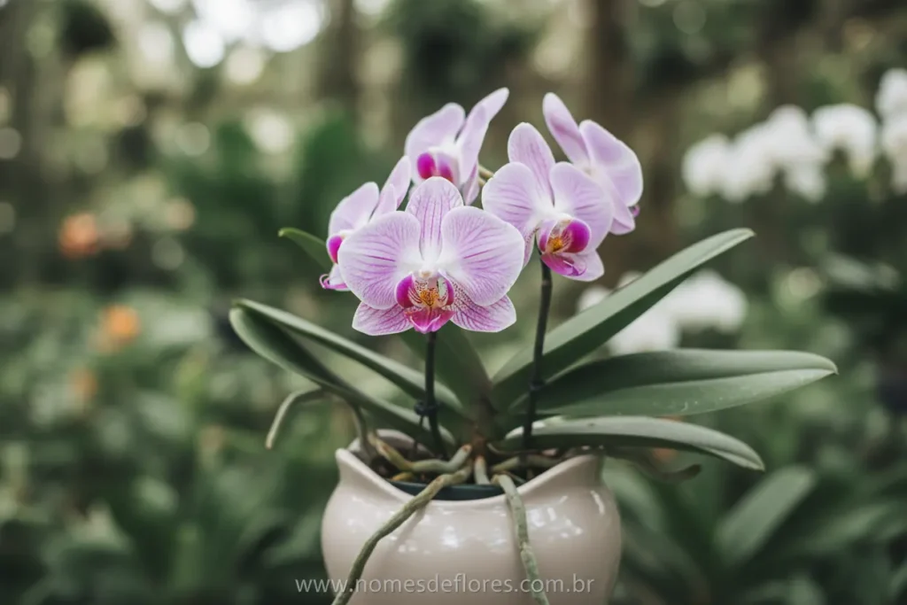 Orquídea Phalaenopsis exótica com pétalas delicadas.