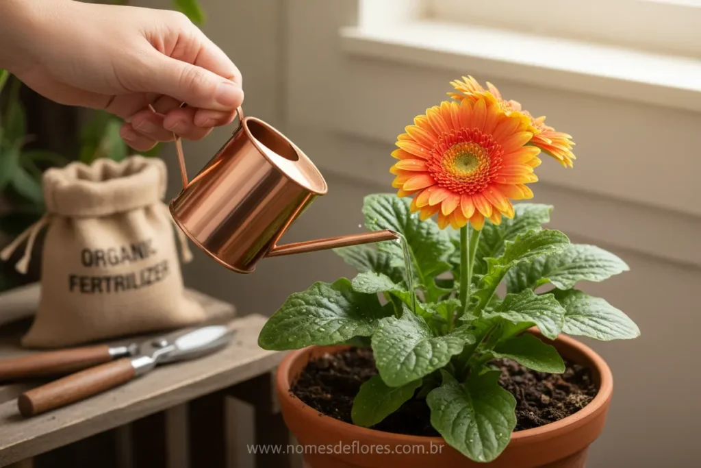 Rega e adubação correta para flores de Gérbera.
