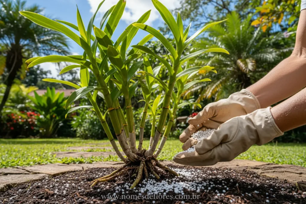 Fertilização e nutrição para Orquídea-bambu florescer