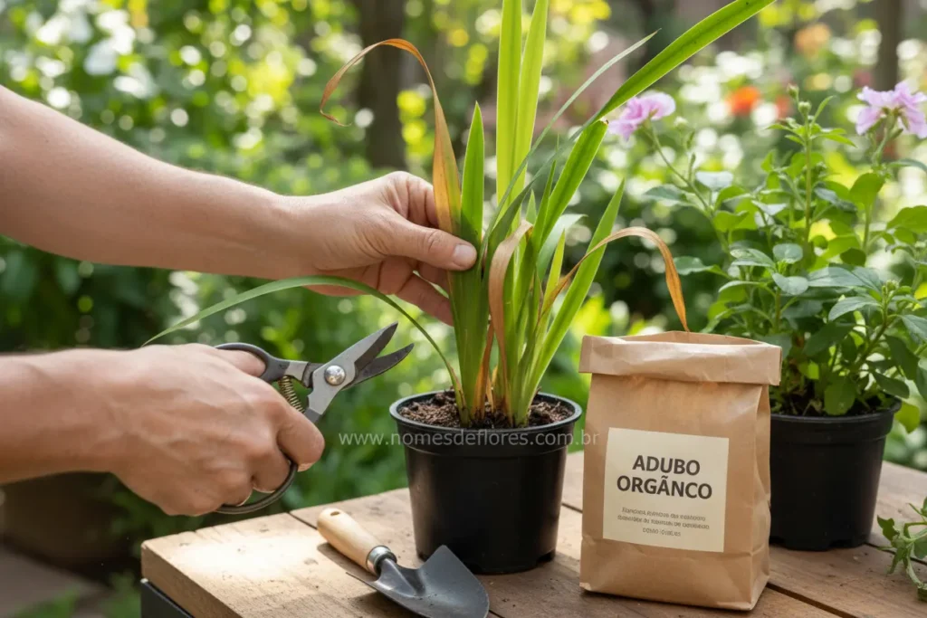 Adubação e poda corretas para Falso-íris saudável.