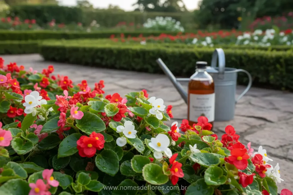 Fertilizantes e nutrição para floração da Begônia semperflorens.