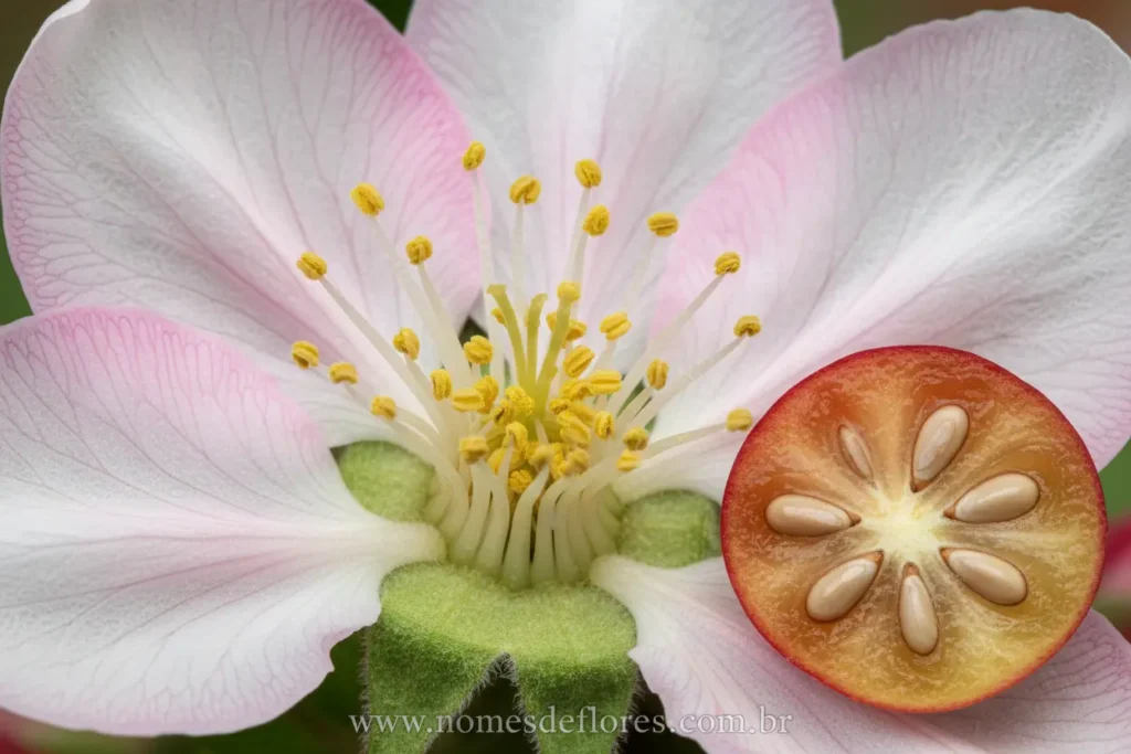 Características das angiospermas: flores e frutos.