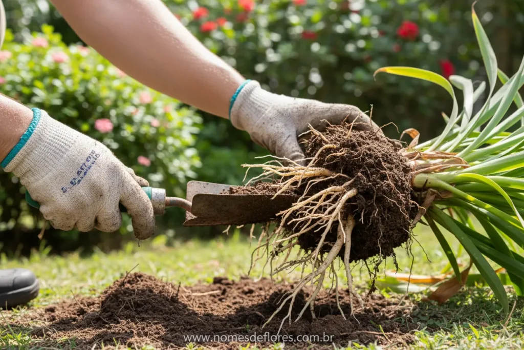 Divisão de touceiras de Moreia para multiplicação