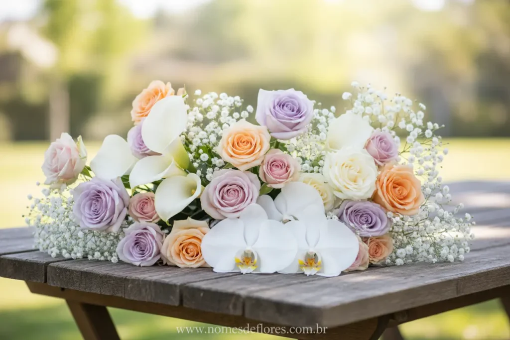 Flores populares e clássicas para buquê de noiva.