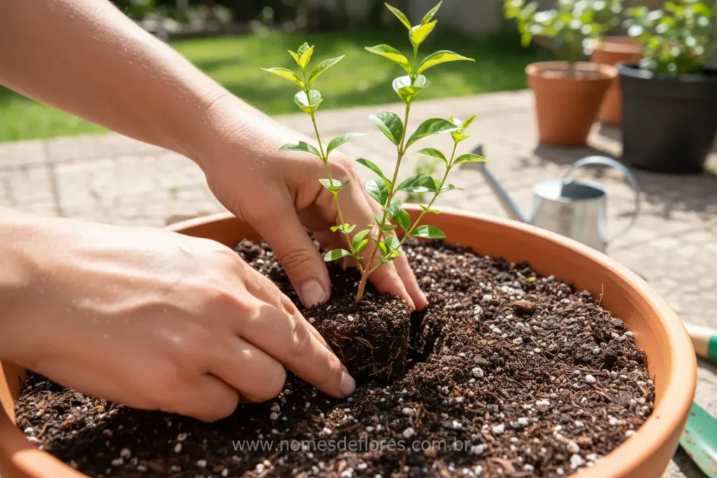 Guia de plantio do Jasmim-dos-açores passo a passo.