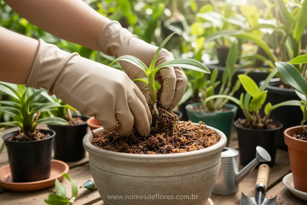Dicas de plantio da Orquídea-bambu no solo ou em vasos