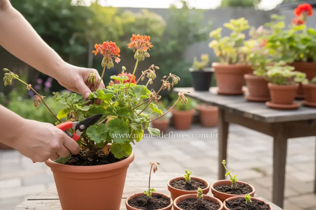 Técnicas de poda e propagação de Gerânios por estacas