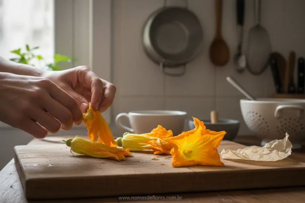 Guia de como limpar e preparar a flor de abóbora para receitas
