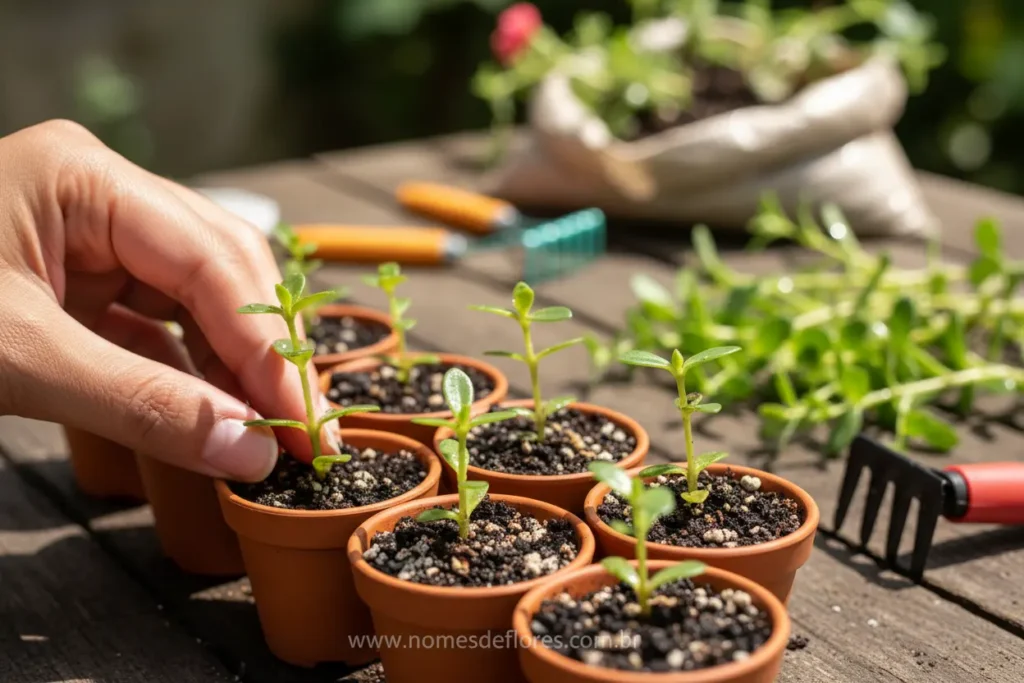 Multiplicando onze-horas por sementes e estaquia.